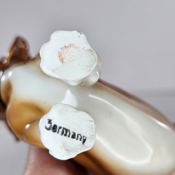 Gotha Pfeffer Germany Dachshund Dog Figurine Black Collar 8" Long Porcelain - Picture 8 of 8